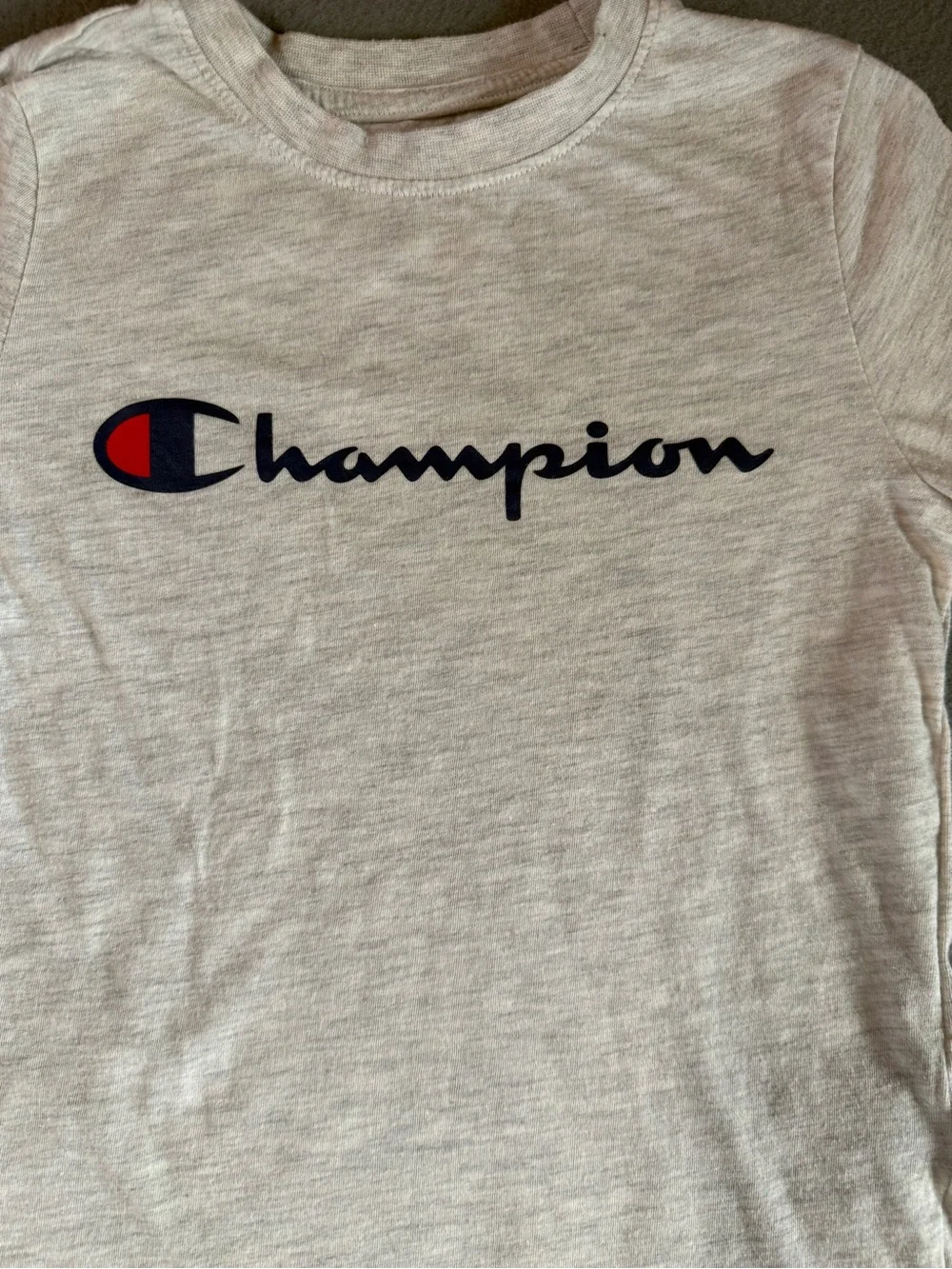 Champion Kids Beige Logo Long-Sleeve Tee